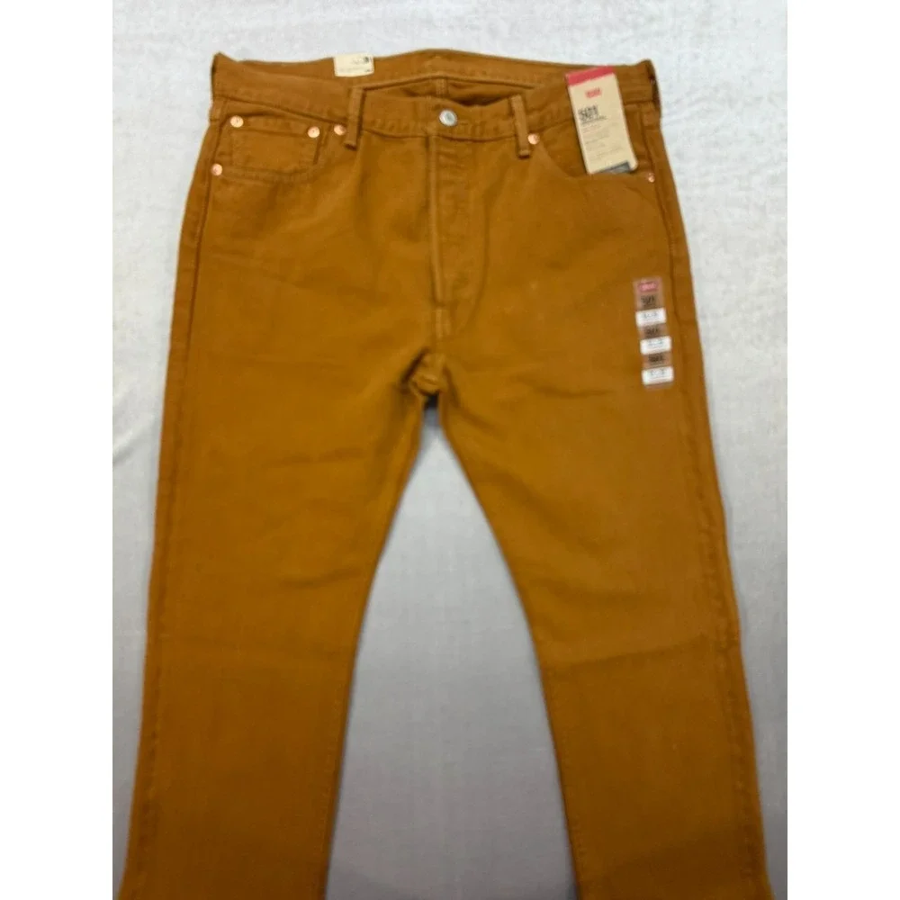 Levis 501 Men's Original‎ Fit Button Fly Tobacco Colored Jeans 36x30 NWT